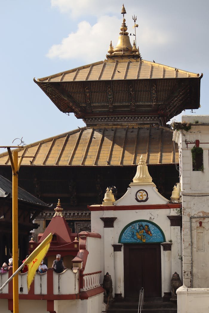 Beautiful architectural details of Pashupatinath Temple, a spiritual icon in Kathmandu, Nepal.